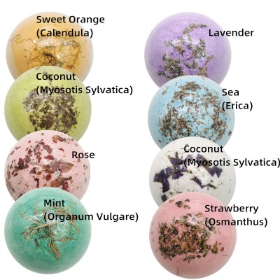 Amazon Hot Sale Fizzy Bath Balls with Dried Flower OEM Private Label Sea Salt Floral Bath Bomb Factory Supply