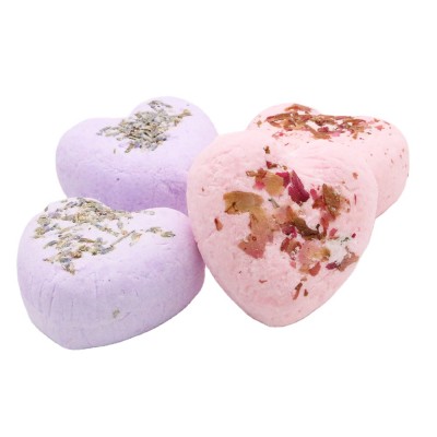 Heart Shape Fizzy Bath Bombs with Dried Flower for Wholesale Romantic Gift Fancy Bath Bombs in Fizzies