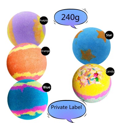 240g Bath Bombs with Mixed Colors Private Label Fizzy Organic Bath Bombs