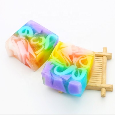 Multi Colourful handmade essential oil soap rainbow fragrance soap bar